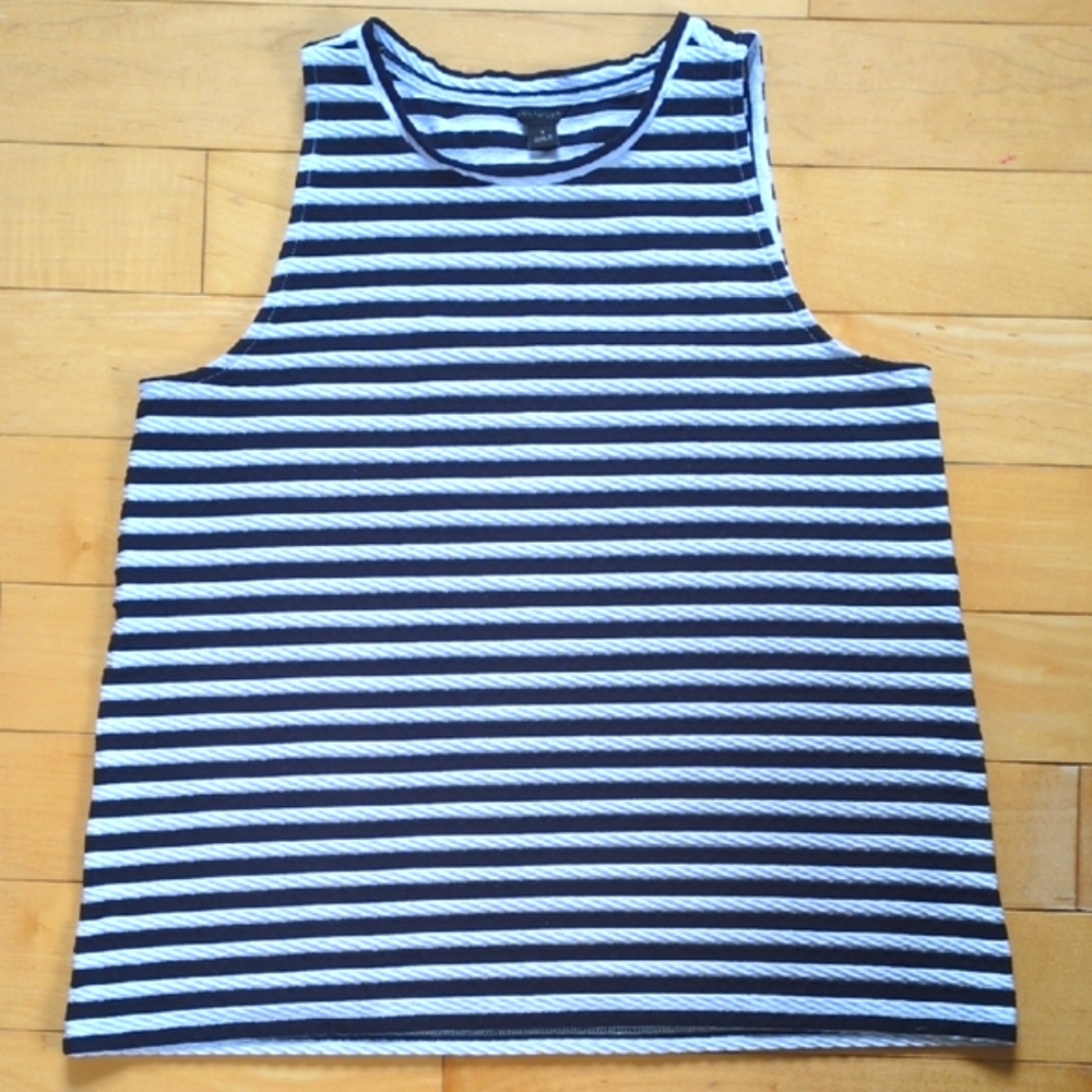 Ann Taylor Blue and White Striped Tank Top